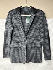 Lauren Ralph Lauren Cotton blend Houndstooth Blazer Gray/Black Size Medium