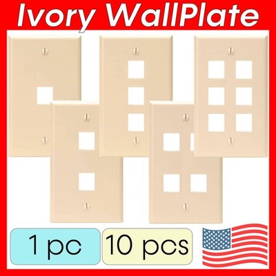 Keystone Wall Plate Single-Gang Keystone Jack Wallplate Snap-In Compatible Ivory