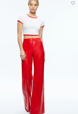 NWOT Alice Olivia Dylan Vegan leather High Waist Pants Red Size XS