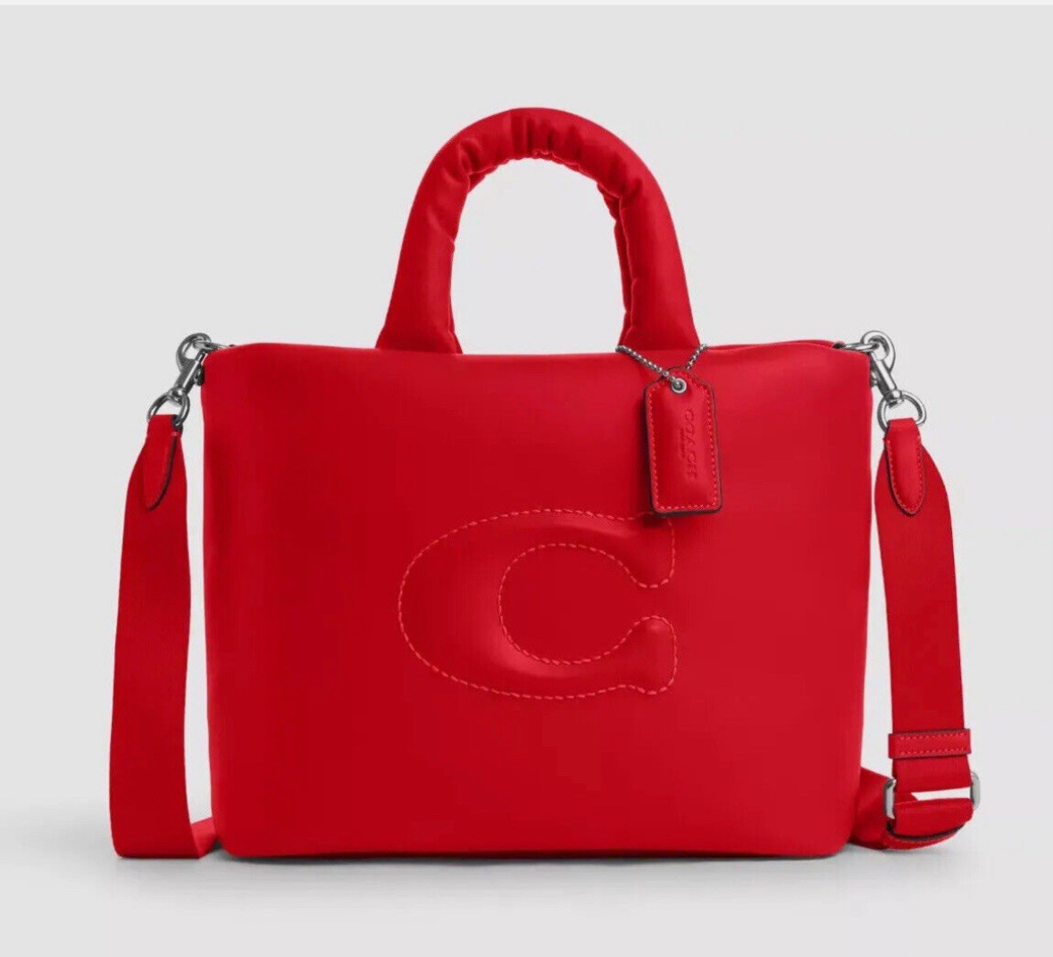 Buy Coach Pillow Tote In Smooth leather CP095 Bright Poppy online