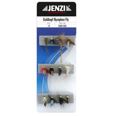 Jenzi Imitation Insect Fly Set Gold Head Nymphs 12pc bait