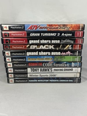 PS2 Lot of 10 PlayStation 2 Games GTA Resident Evil Tony Hawk Black Console