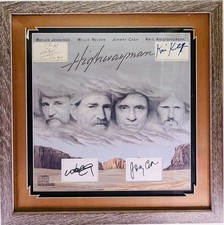 HIGHWAYMAN JOHNNY CASH W. JENNINGS W. NELSON K. KRISTOFFERSON Signed Framed JSA