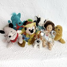 Lot Of 7 Vintage 90s Stuffed Plush Toy Animal Disney Chrisha Gi-Go K M EUC
