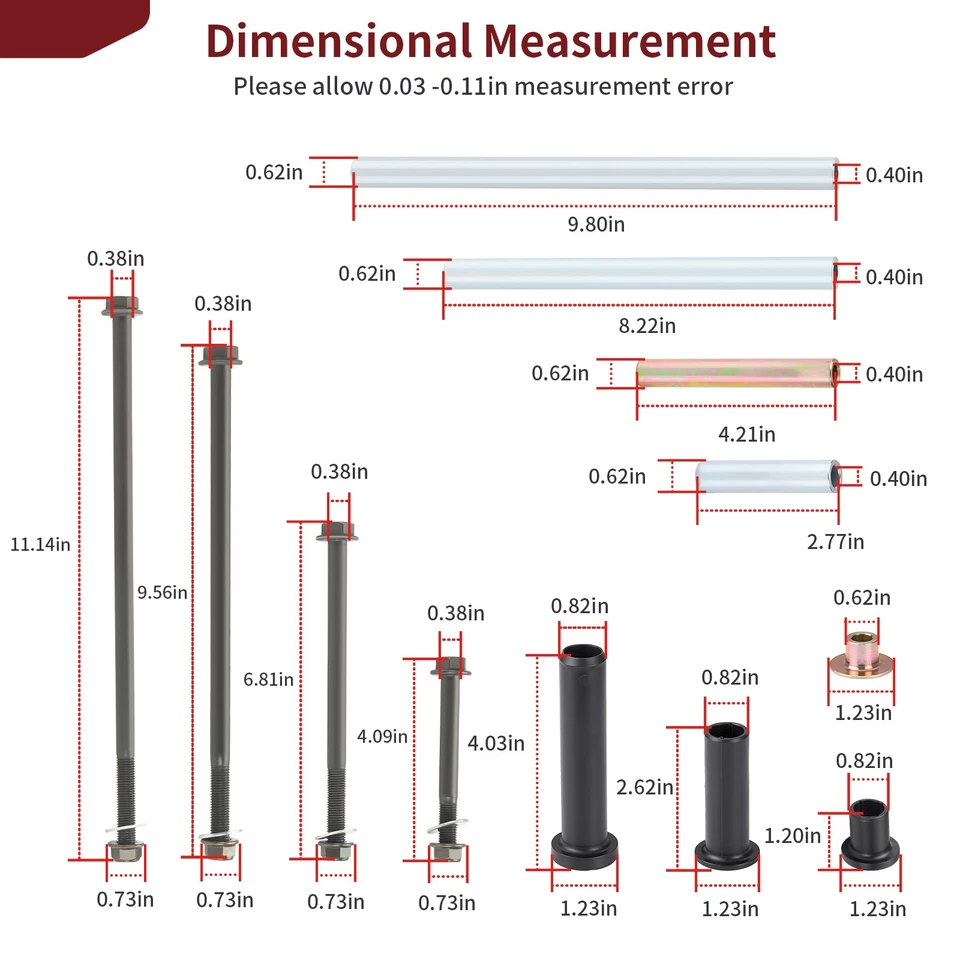 Kit de pernos de buje de brazo en A delantero y trasero de alta resistencia para Polaris RZR 800 S 4 2008-2014 Foto 3 de 4