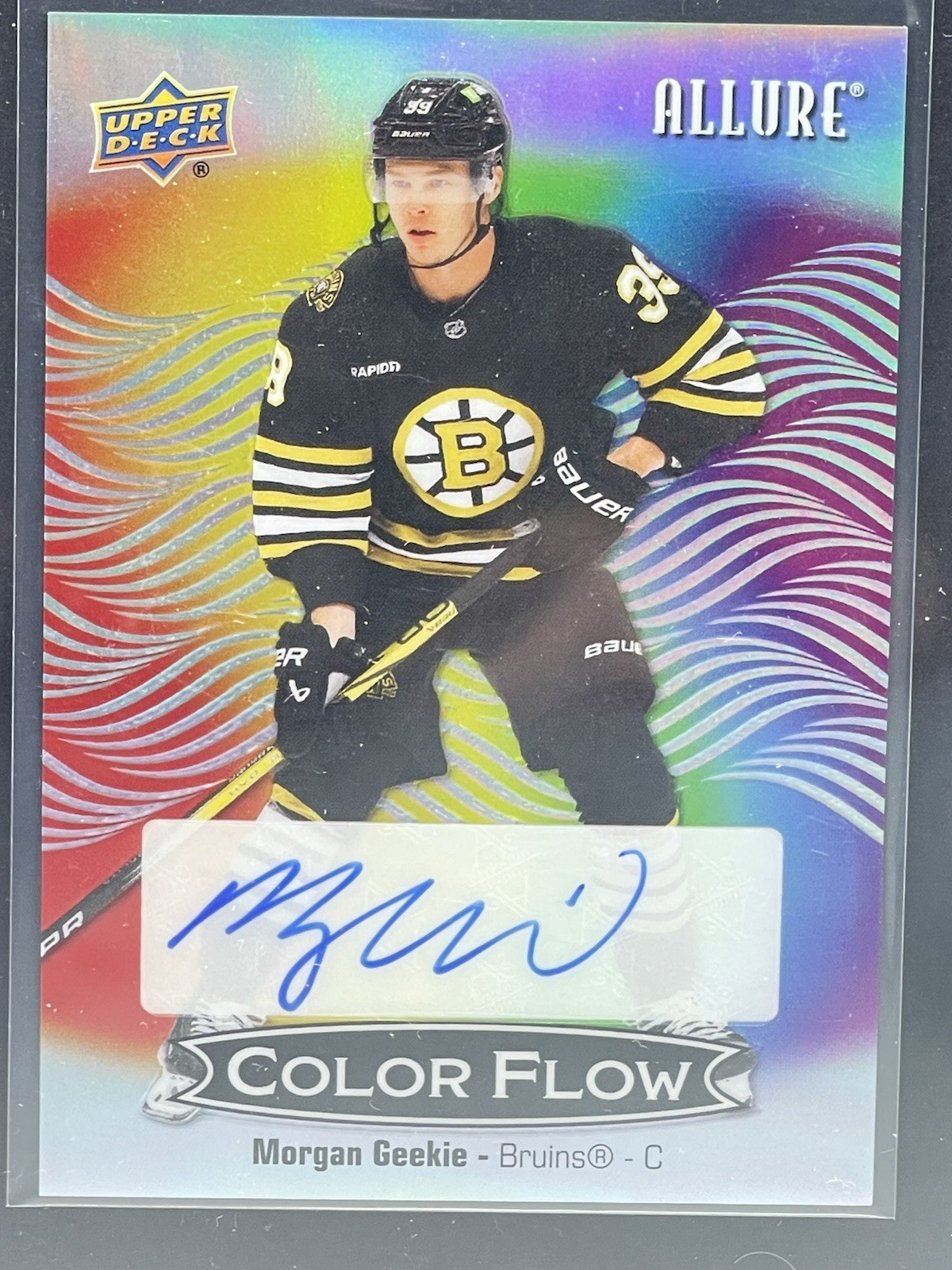 2024-25 UD Allure Morgan Geekie Color Flow Full Rainbow Auto #CFA-MG - Bruins
