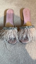 Cest La Vie,women’s slides with feathers,size 39