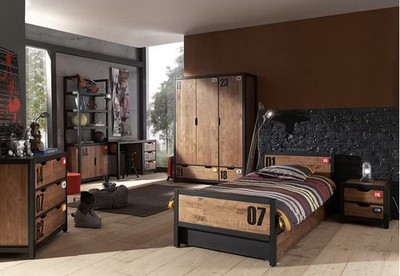 VollholzJugendzimmer  Industrial Loft   Schrank Kommode Schreibtisch Regal  