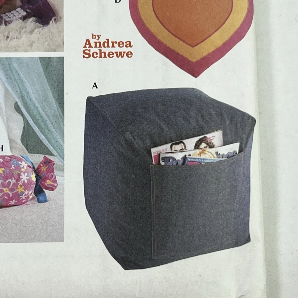 Simplicity 5105 Y2K Teen Home Decorating Easy Pillows Bean Bags Stars Hearts - Image 4 of 4