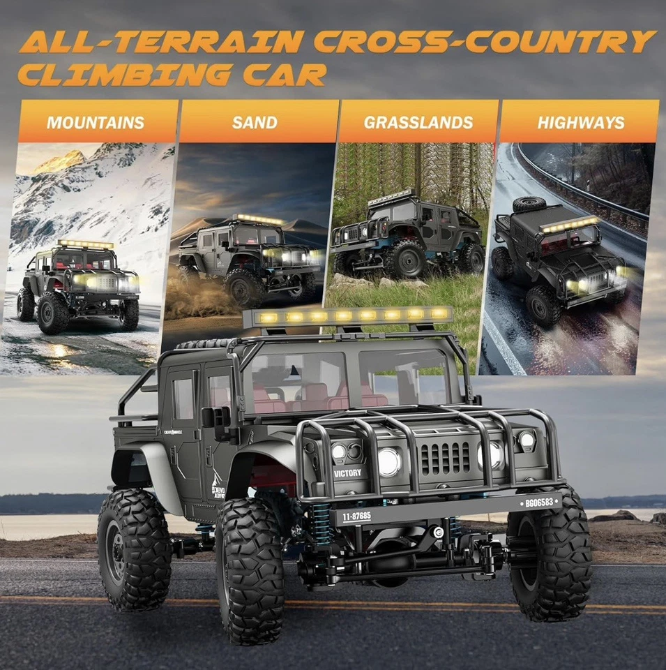 RC Monster Truck 1:12 – 4WD – 20 km/h – Metall – 2x Akku – LED – Offroad – Neu - Bild 4 von 4