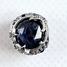 Pandora Celestial Blue Sparkling Stars Charm #799209C01 Cresent Moon Authentic