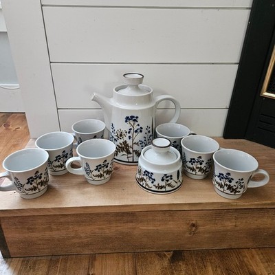 Noritake Primastone Winsome Coffee Tea Set Pot Sugar Bowl 7 Cups Japan