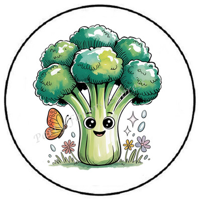 KAWAII BROCCOLI VEGETABLE ENVELOPE SEALS LABELS STICKERS PARTY FAVORS