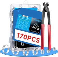 170 Pcs 304 Stainless Steel Single Ear Hose Clamp 170 pcs Clamps Kits 