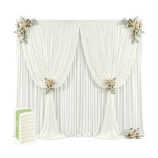 40ft x 12ft Ivory Backdrop Curtains Wrinkle Free Backdrop Curtain for Wedding...