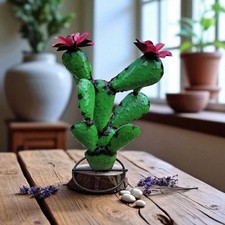 Handmade Metal Art Cactus Nopales Rustic Multicolor Home Garden Decor