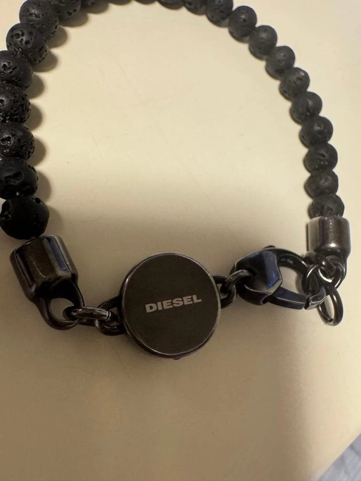 Diesel черный браслет с резиновыми бусинами металлический подвеска роскошный аксессуар б/у - Изображение 4 из 4