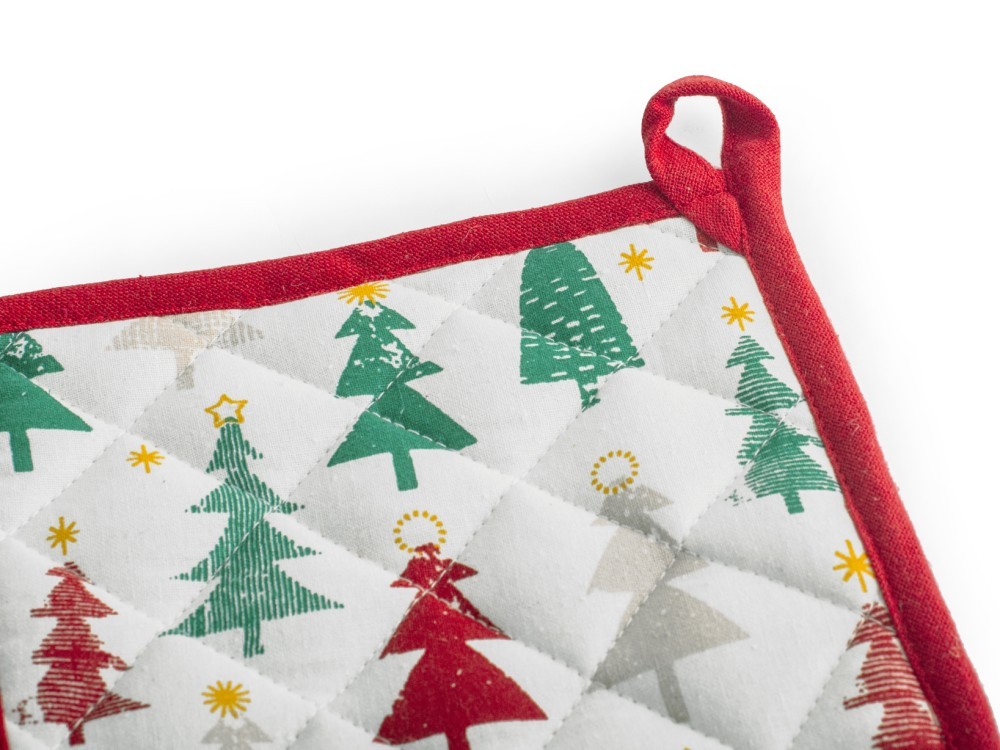 Christmas Pattern Fabric Pot Holder With Colored Pines