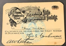 # K2849   MEMBERSHIP   CARD, MINNESOTA  STATE  HORTICULTURAL SOCIETY   1916