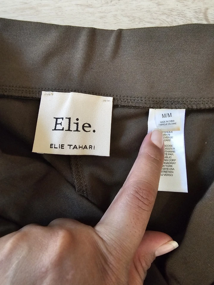 Elie Tahari Women's Green Ankle Leggings Size Medium Pull On Stretch - Image 2 of 4