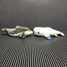Sea World  1-Grey Dolphin, 1-White Beluga Whale Plush Stuffed Animal Approx 15
