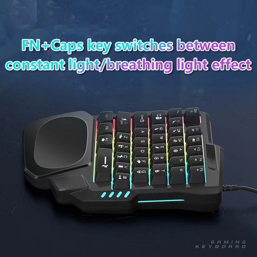 RGB Gaming Keyboards Single Hand Mini USB Ultra-slim Wired OneHandedly Keyboards - Afbeelding 4 van 14