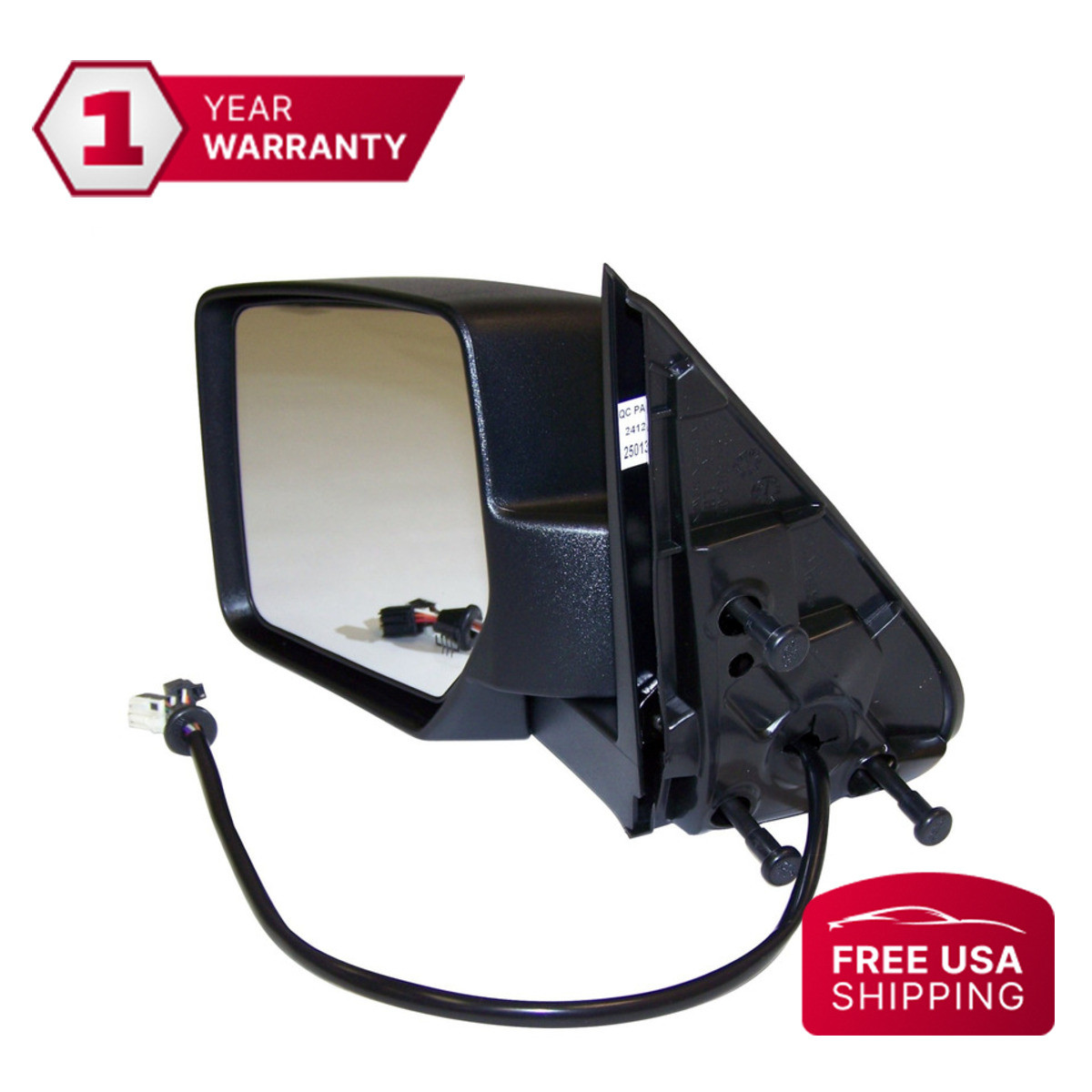 Mirror Black Power Glass Heated Driver Side For 2008-2010 Jeep Liberty