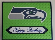 Handcrafted Greeting Card - Seattle Seahawks Logo - Happy Birthday - Blue/Green