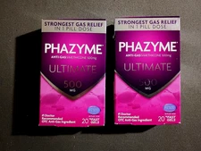 (Lot of 2) New Boxes Phazyme Ultimate ANTI-GAS SIMETHICONE 500mg
