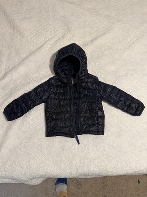 Primary Kids Puffer Jacket Size 3 Navy Blue Hooded Full Zip