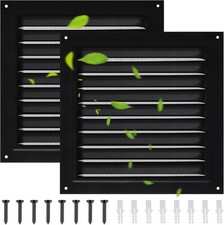 2 Pcs Gable Vent 6" x Square Shed Vents Metal Attic with Screen Black