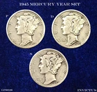 1945-P / D / S Mercury Dime Year Set (Circulated) Grade: ea. Fine