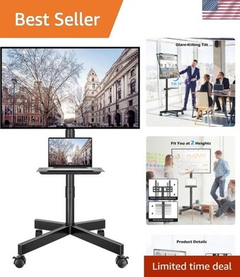 Elegant Mobile TV Stand with Tilt for 23-60 Inch TVs - Portable Cart on Wheels