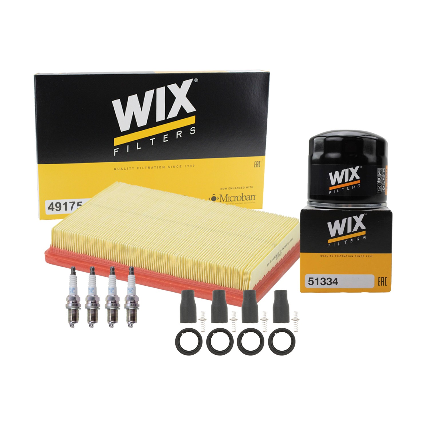 Wix Tune Up Kit NGK 4 Spark Plugs And Coil Boots Kit for Kia Optima 2.4 L4 07-08