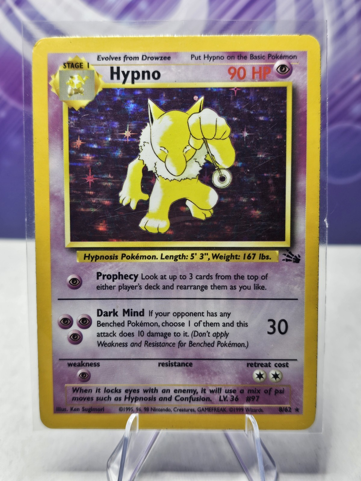 Hypno 8/62 Fossil Unlimited Holo Rare Pokemon Card 