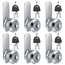 6 Pack Cam Lock 5/8 Inch Keyed Cylinder for File Cabinet Mailbox Toolbox