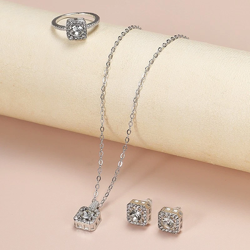 Cubic Zirconia Silver Plated Silver Fashion Jewelry Sets for sale
