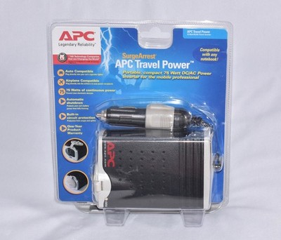 APC Travel Power 75W DC/AC Power Inverter SurgeArrest Mobile Auto Laptop Adapter