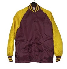 VTG 80s Gem Sportswear Varsity Jacket Adult Small Made In USA Yellow Burgundy