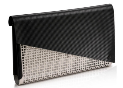 CHRISTIAN JONAK MODERNIST ENVELOPE BRIEF IN SILVER CLUTCH