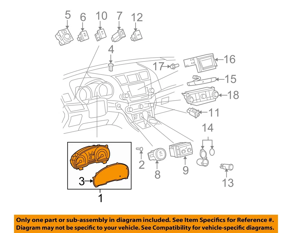 Used Speedometer Gauge fits: 2012 Toyota Highlander cluster VIN K 5th digit 6 cy Foto 3 de 4