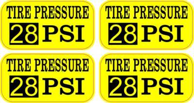 #ad 2in x 1in Yellow Tire Pressure 28 PSI Vinyl Stickers Car Truck Vehicle Decal $8.99