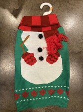 MERRY & BRIGHT red green holiday snowman Christmas dog sweater Med pullover NEW