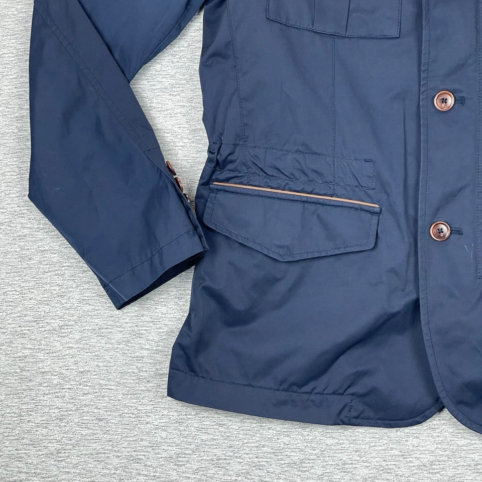 Chaqueta Massimo Dutti para mujer mediana azul forrada cuello falso elegante botón delantero Foto 4 de 4