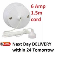 New 6Amp Ceiling Pull 1.5M Cord Switch 2 Way Bathroom/Toilet Light Switches UK