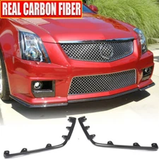 REAL CARBON Front Bumper Splitter Canards Fins For Cadillac CTS-V 2PCS 2009-2015