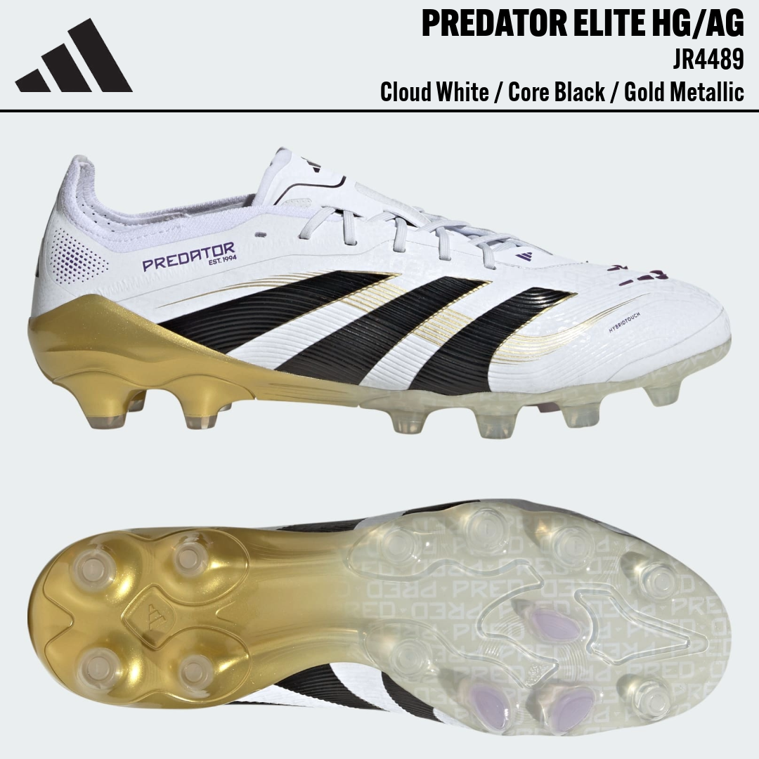 adidas Predator Eliteホワイト/ブラック/ゴールド adidas PREDATOR ELITE HG/AG JR4489 White Black Gold Soccer