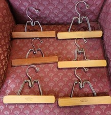 Lot of 6 Vintage Wooden Pant Hangers Pants Skirt trouser Clamp Hangers