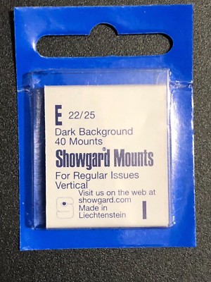 SHOWGARD STAMP MOUNTS E 22/25 Pack of 40 - REG. ISSUES VERT -***WE HELP OUR VETS