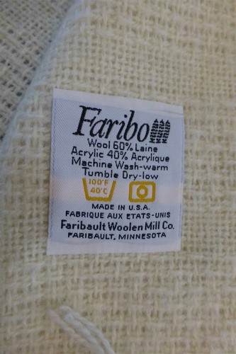 VTG Faribo Faribault Wool Blend Cream Throw Blanket Rocking Horse 50x62" USA HTF - Picture 5 of 5